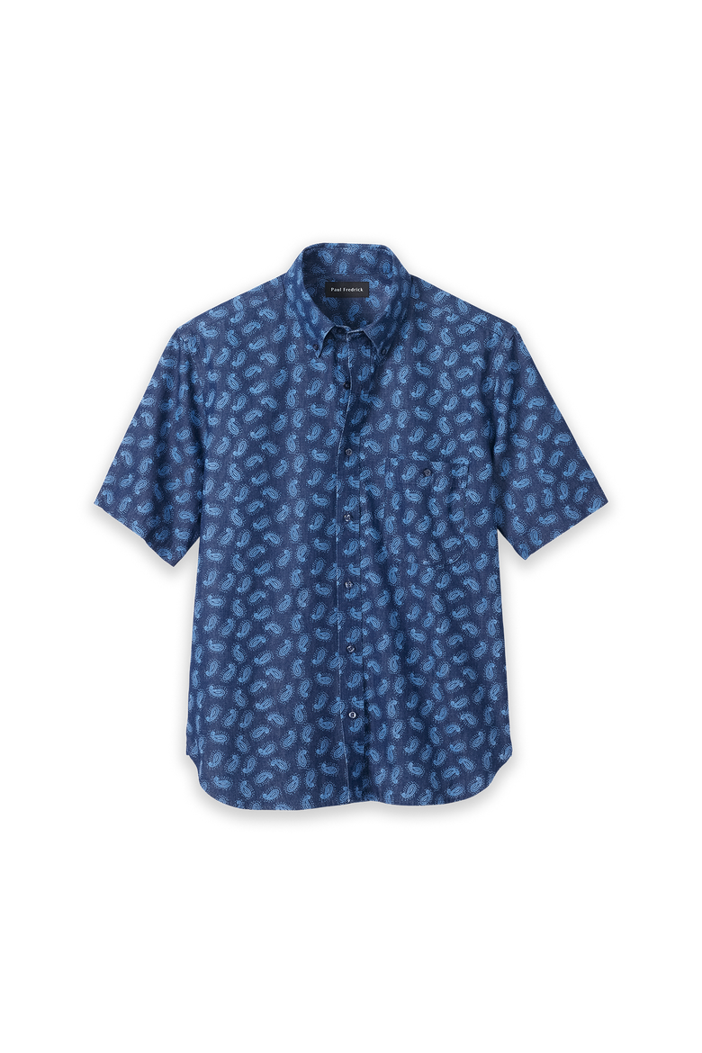 Slim Fit Cotton Denim Casual Shirt, Main, color, Dark Navy