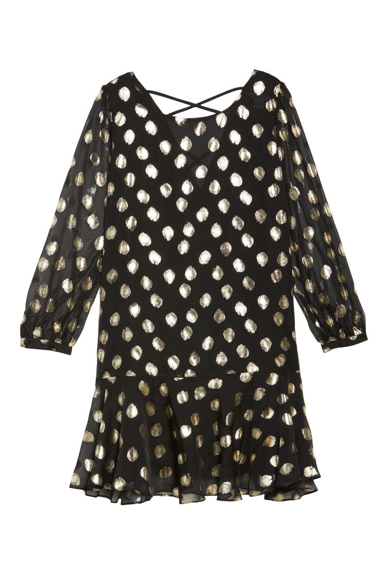 Glamorous Metallic Dot Drop Waist Dress, Alternate, color, 