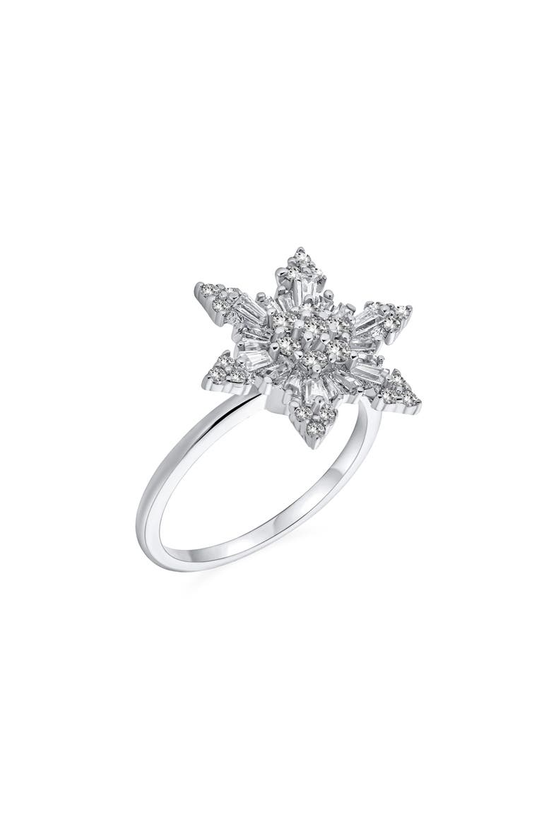 Sterling Silver CZ Snowflake Spinner Ring, Alternate, color, SILVER