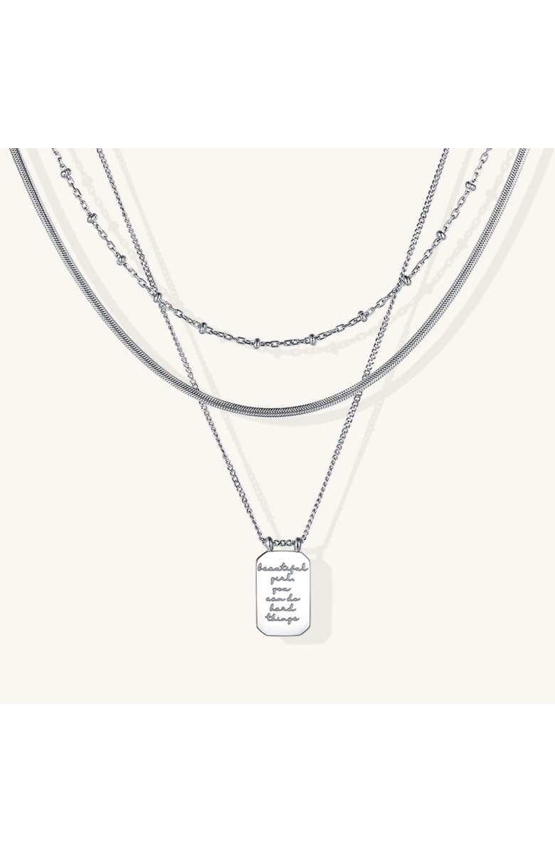 Mantra Beautiful Girl, You Can Do Hard Things - Layered Necklace, Main, color, Silver