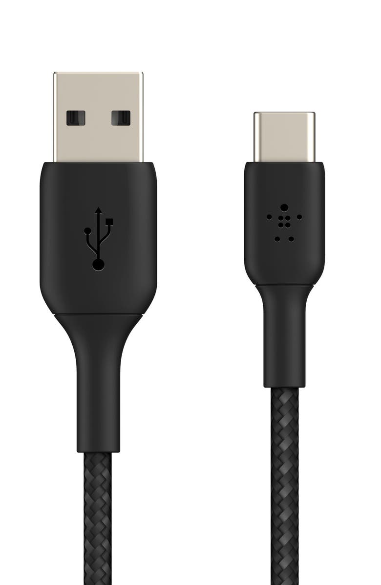 Belkin Braided 6.6-Foot USB-C to USB-A Cable, Alternate, color, Black