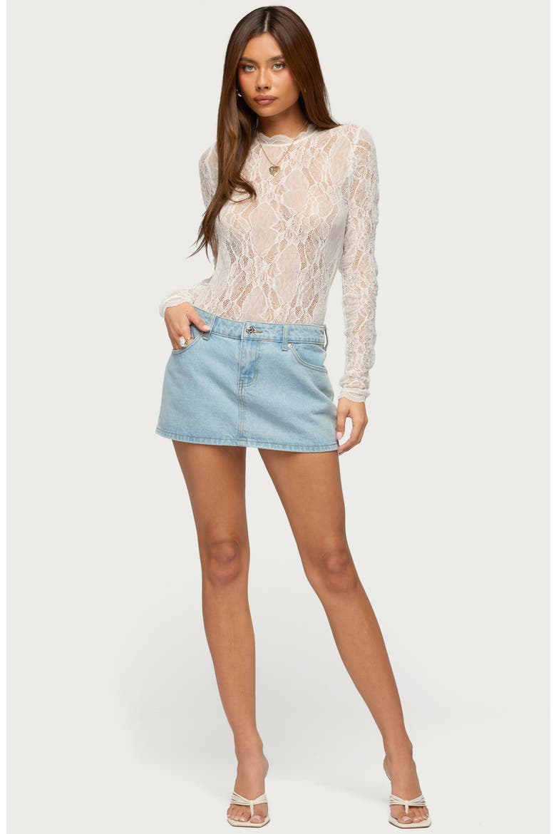 Rosalinda Lace Sheer Bodysuit, Alternate, color, WHITE