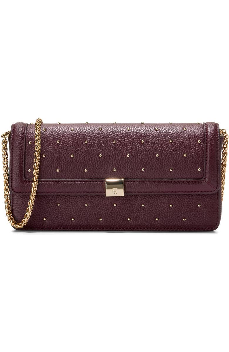 Cole Haan Daniella Leather Wallet on a Chain, Main, color, Black Garnet With Studs