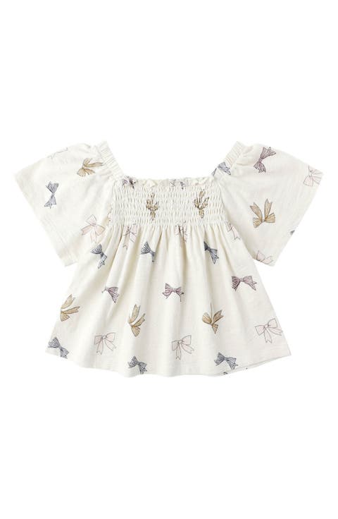 Kids' Kate Bow Print Smocked Top