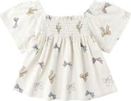 Rylee + Cru Kids' Kate Bow Print Smocked Top