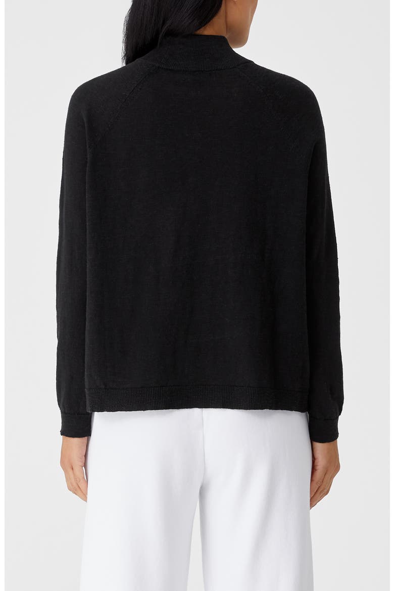 Funnel Neck Linen & Cotton Sweater, Alternate, color, BLACK