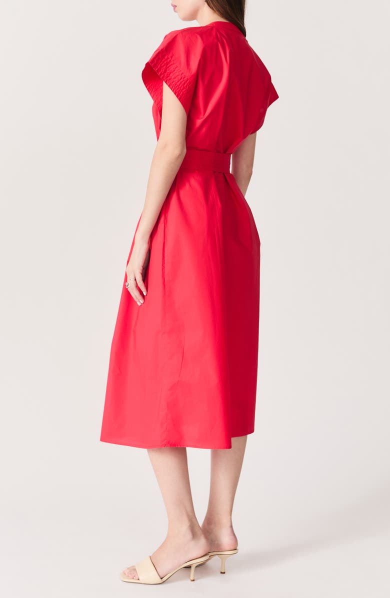 DELUC Cancela Cap Sleeve Cotton Poplin Shirtdress, Alternate, color, Red
