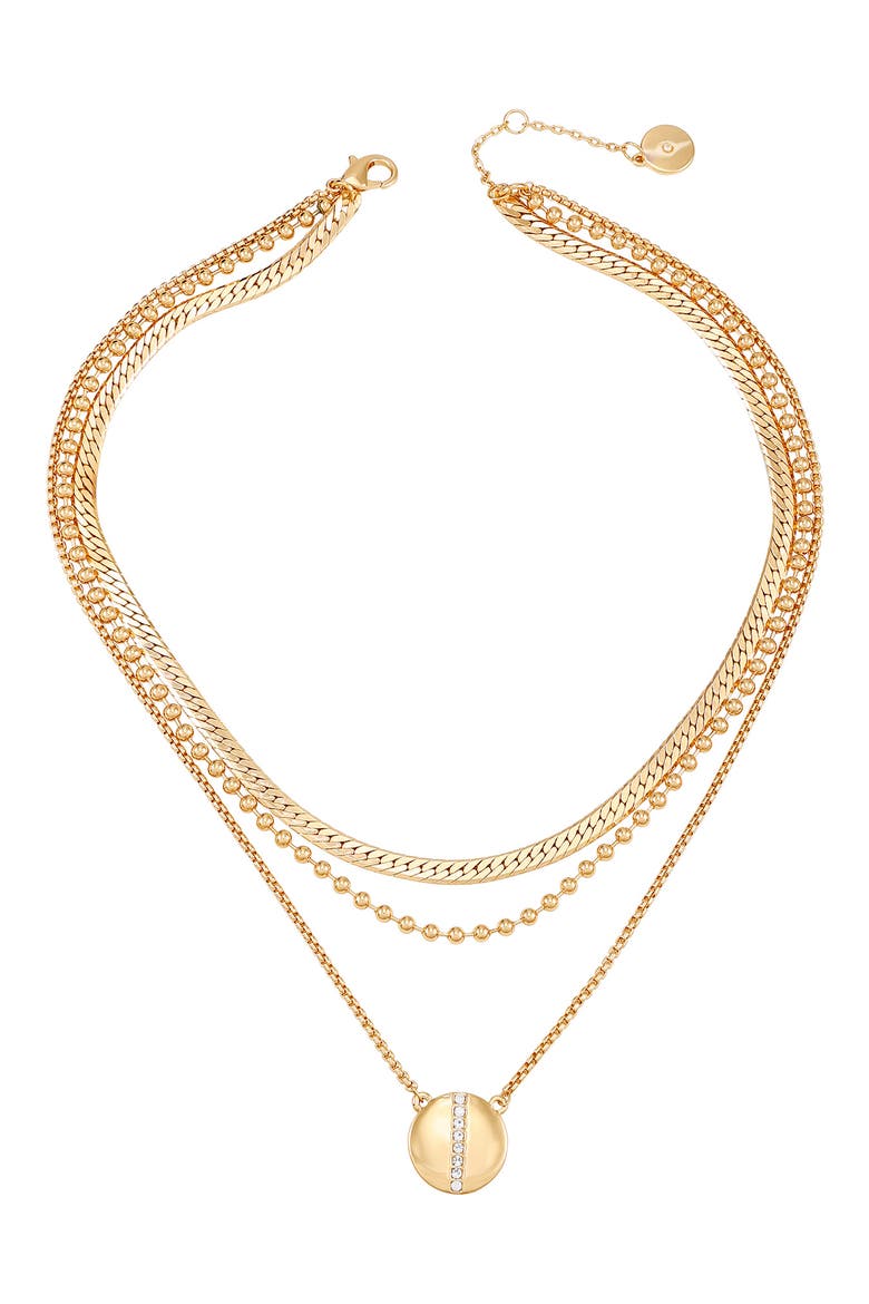 Disc Pendant Layered Necklace, Alternate, color, GOLDTONE