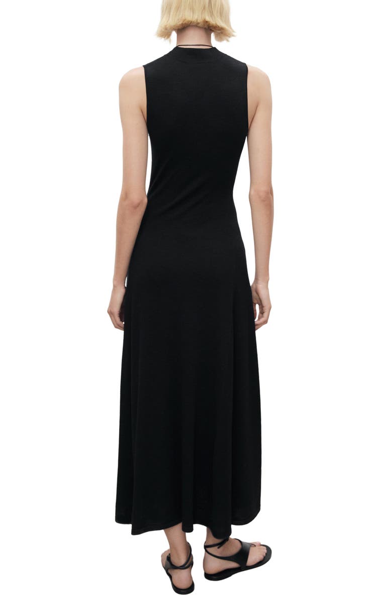 MANGO Knit Flared Maxi Dress, Alternate, color, Black