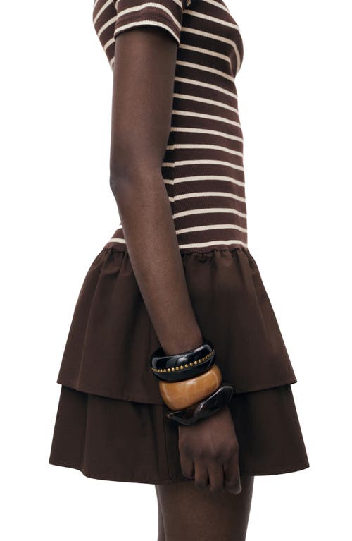 Mango Globi Stripe Layered Ruffle Dress In Brown