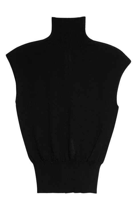 Cap Sleeve Wool Turtleneck Sweater