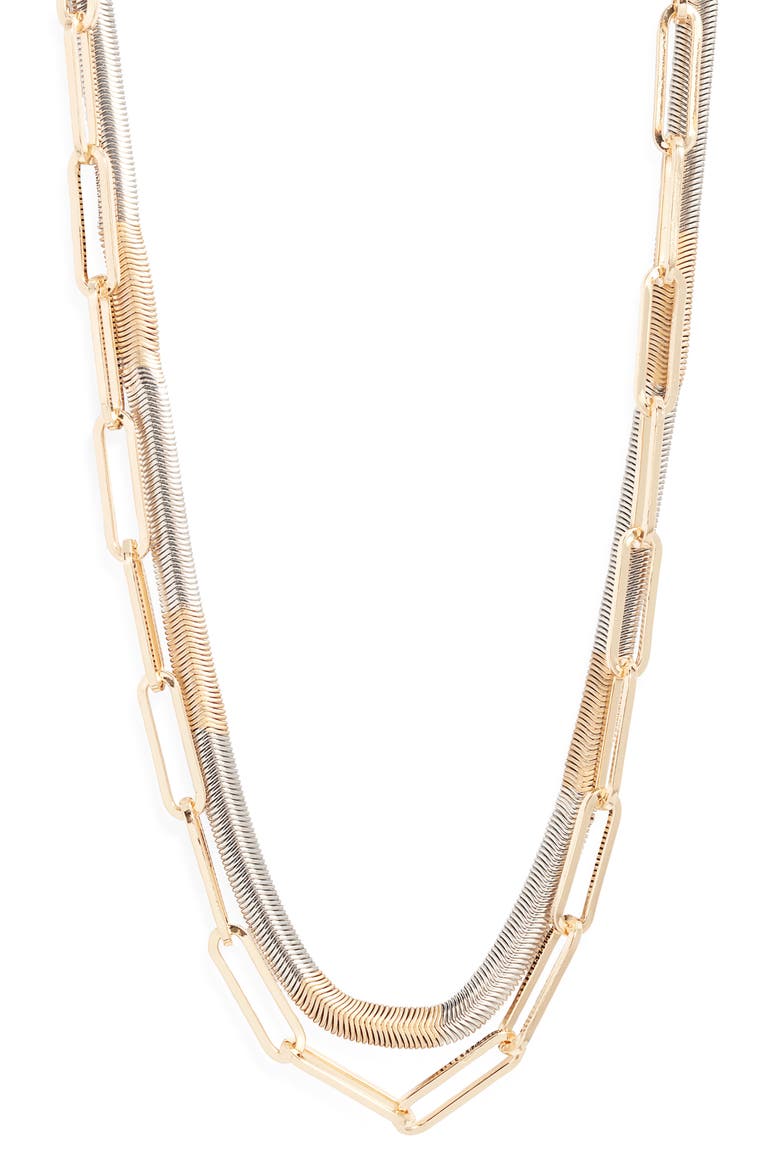 Layered Chain Necklace, Main, color, RHODIUM- GOLD