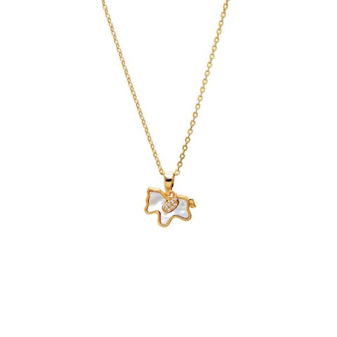 MOP Puppy Bezeled Pendant Necklace