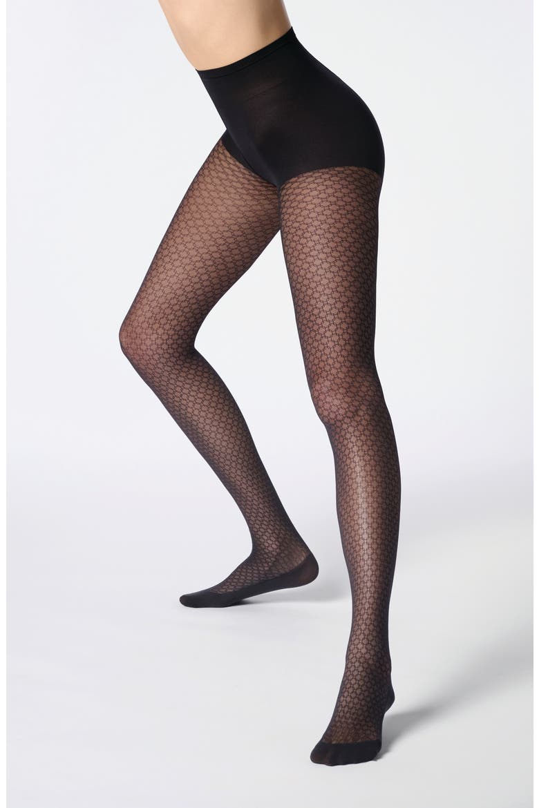 Geo Pattern Sneaker Tights, Main, color, BLACK CHAIN