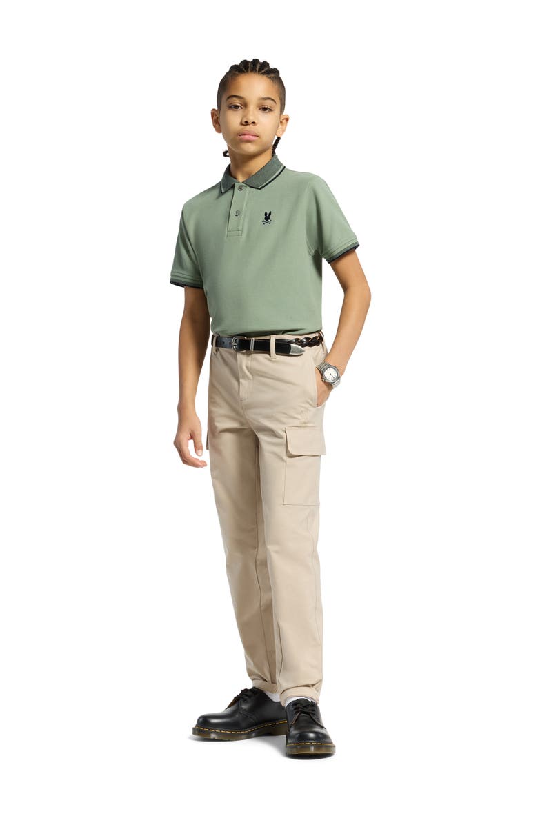 Psycho Bunny Kids' Evandale Oxford Collar Pique Polo, Alternate, color, Sea Spray