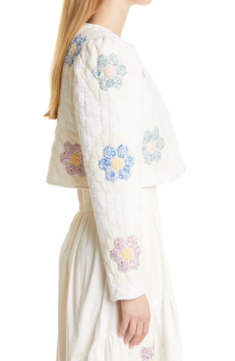 Sea Violette Collarless Quilted Crop Jacket, Alternate, color, 