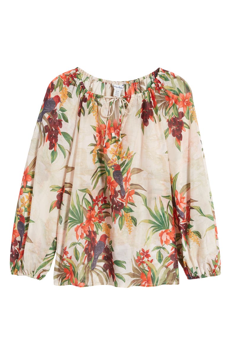 Tommy Bahama Villa Views Floral Split Neck Cotton & Silk Blouse, Alternate, color,