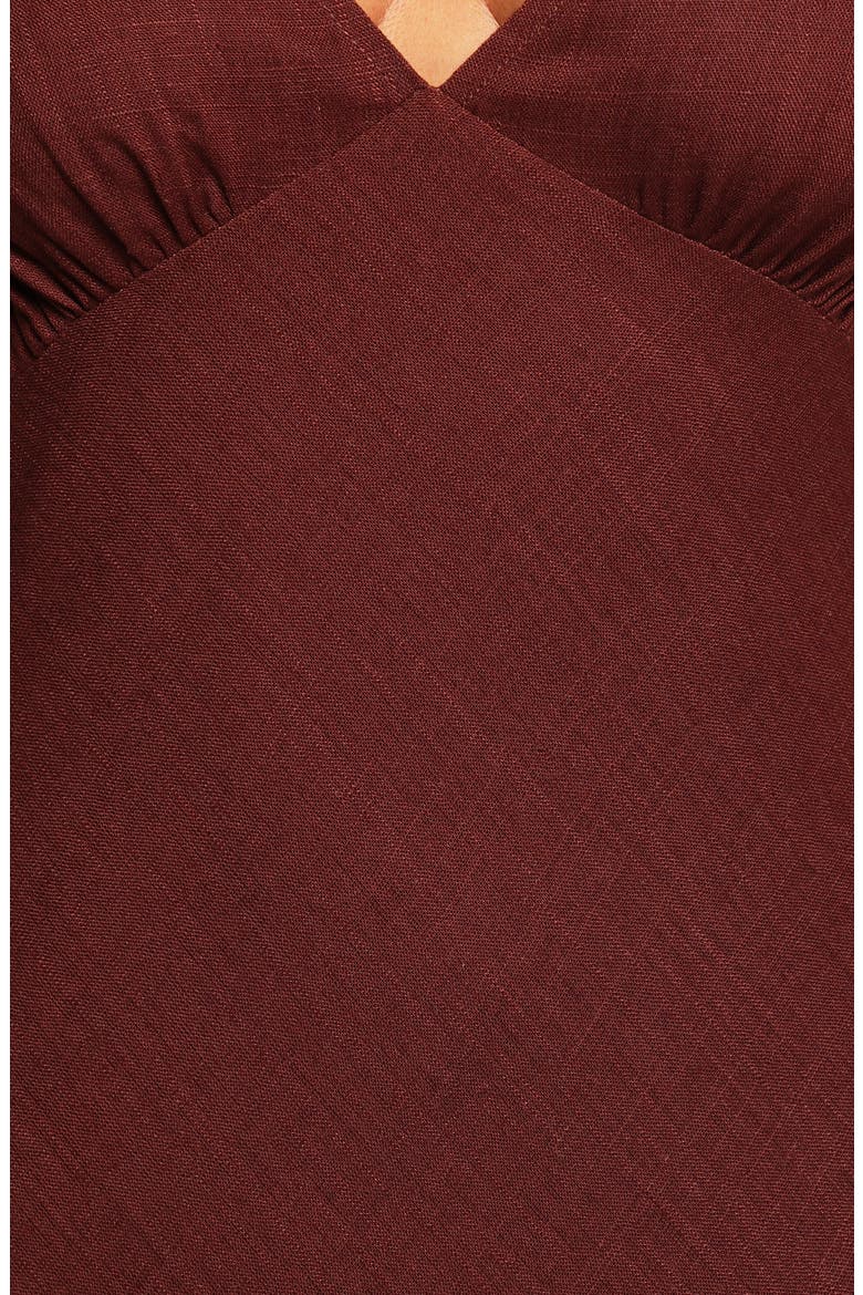 Shyla Deep V-Neck Cotton Dress, Alternate, color, BROWN