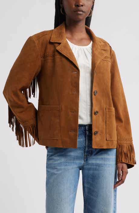 Treasure & Bond Fringe Suede Jacket