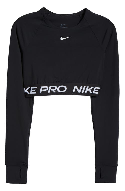 Nike Pro 365 Dri-fit Long Sleeve Crop Top In Black