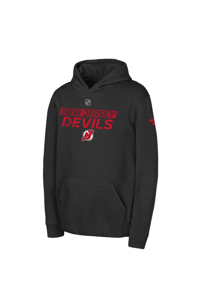 Outerstuff Youth Black New Jersey Devils Authentic Pro Wordmark Fleece Pullover Hoodie, Main, color, 