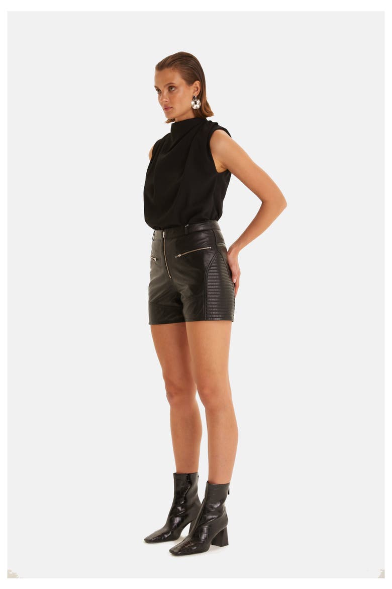 Leather Fashion Short, Alternate, color, Black