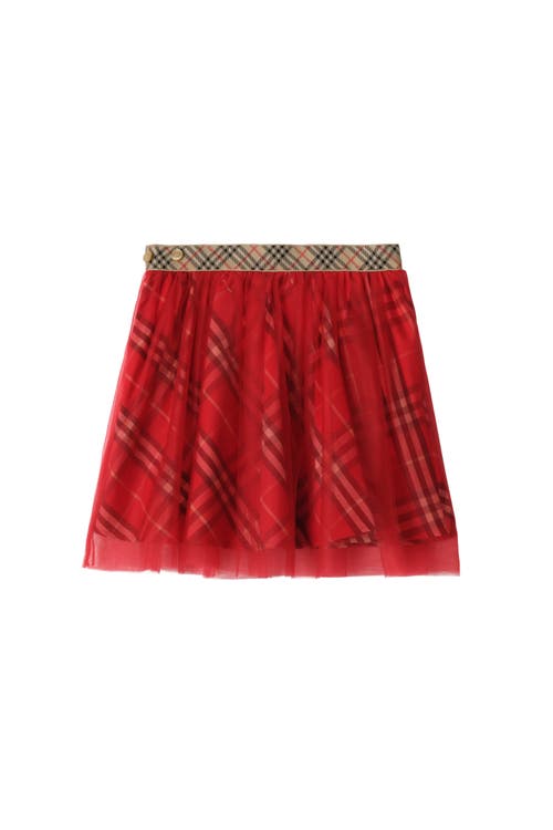 Burberry Check Tulle Skirt In Red