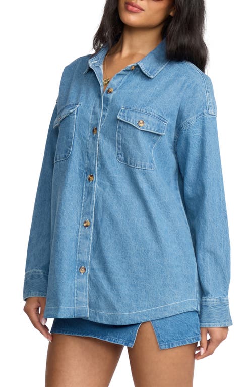 Billabong Fadeaway Denim Shacket In Gold