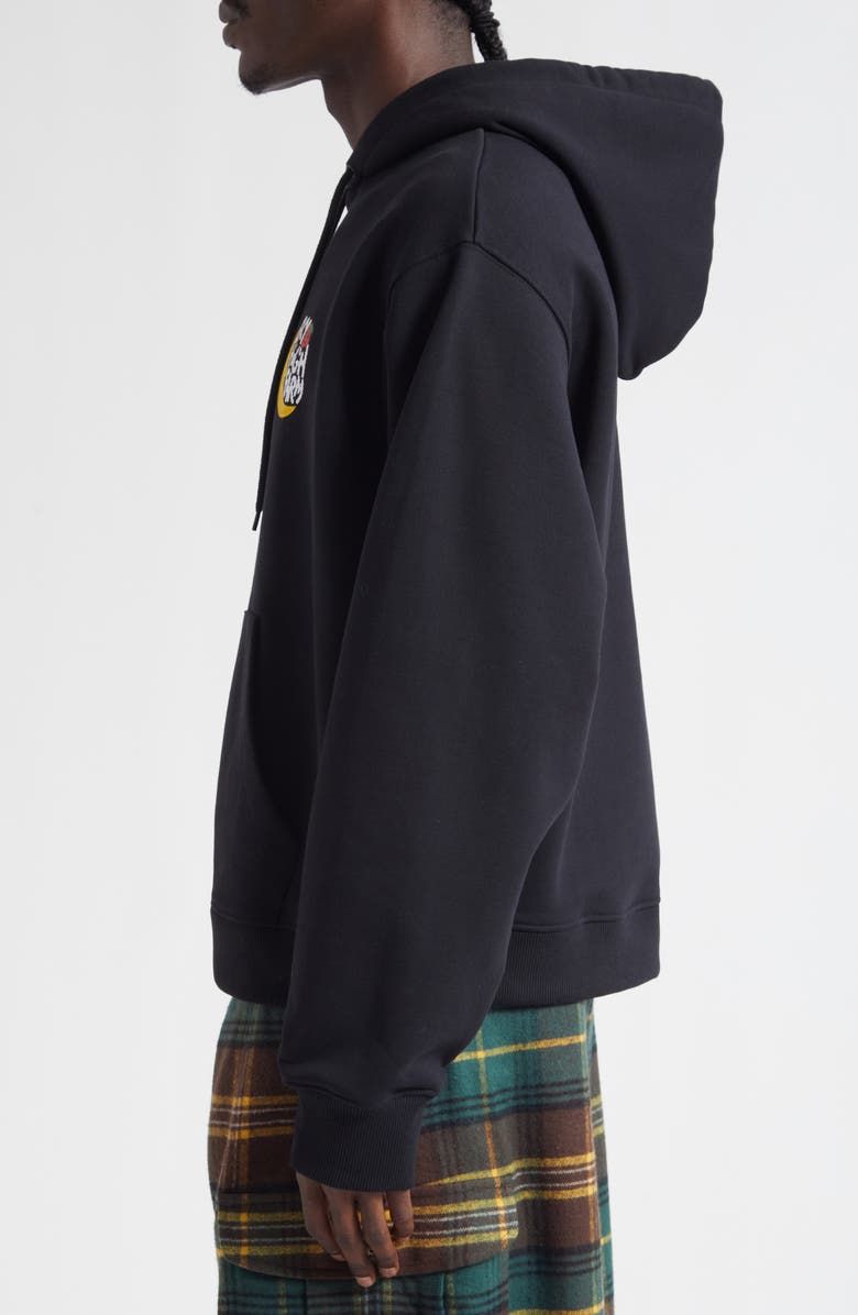 Sky High Farm Workwear Gender Inclusive Perennial SHF Logo Regenerative Cotton Graphic Hoodie, Alternate, color, Black