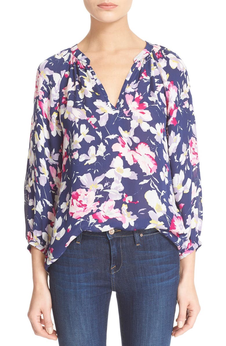 Joie 'McKenna' Floral Print Silk Blouse, Main, color, 