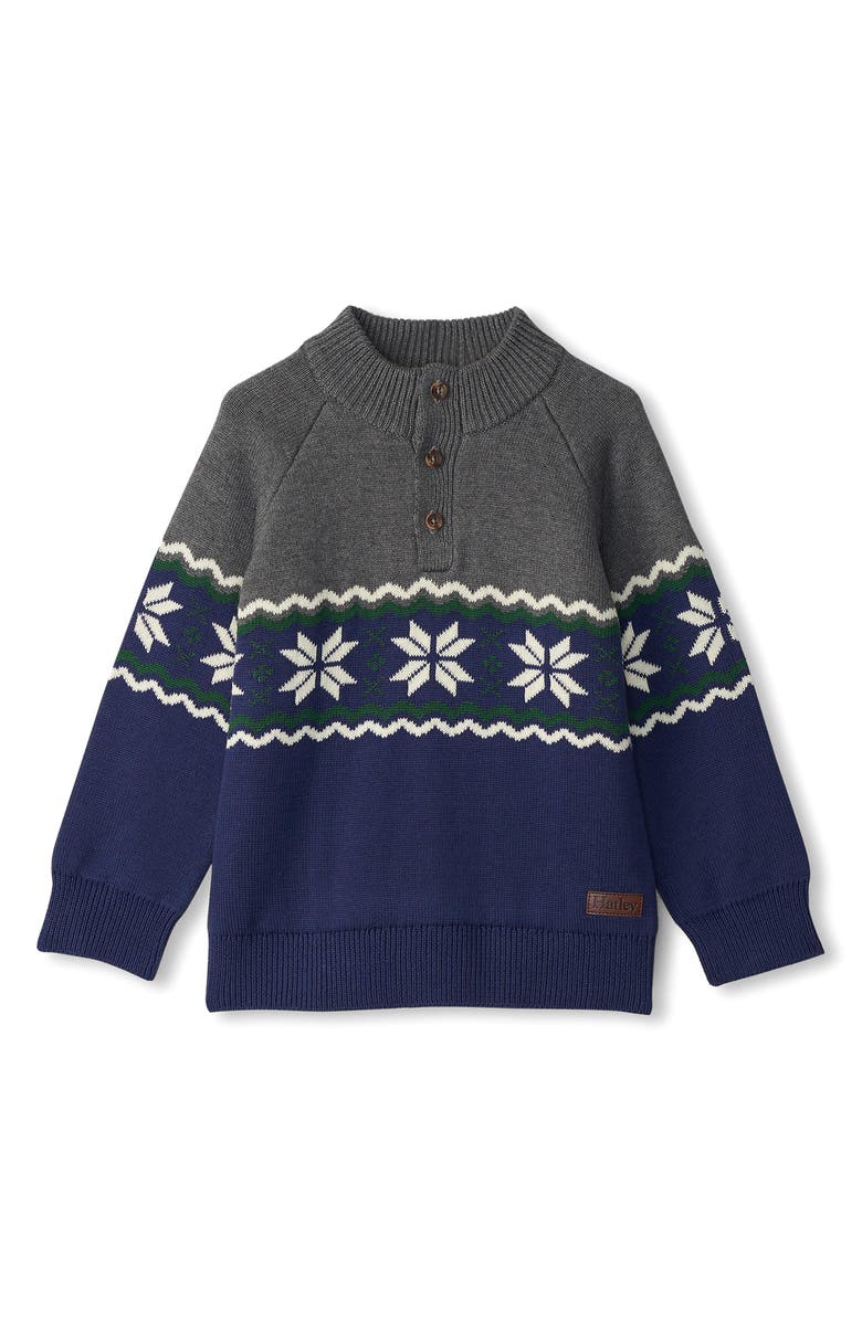 Hatley Kids' Snowflake Mock Neck Henley Sweater, Main, color, 