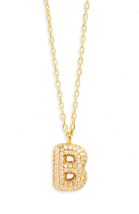 Cubic Zirconia Bubble Inital Pendant Necklace