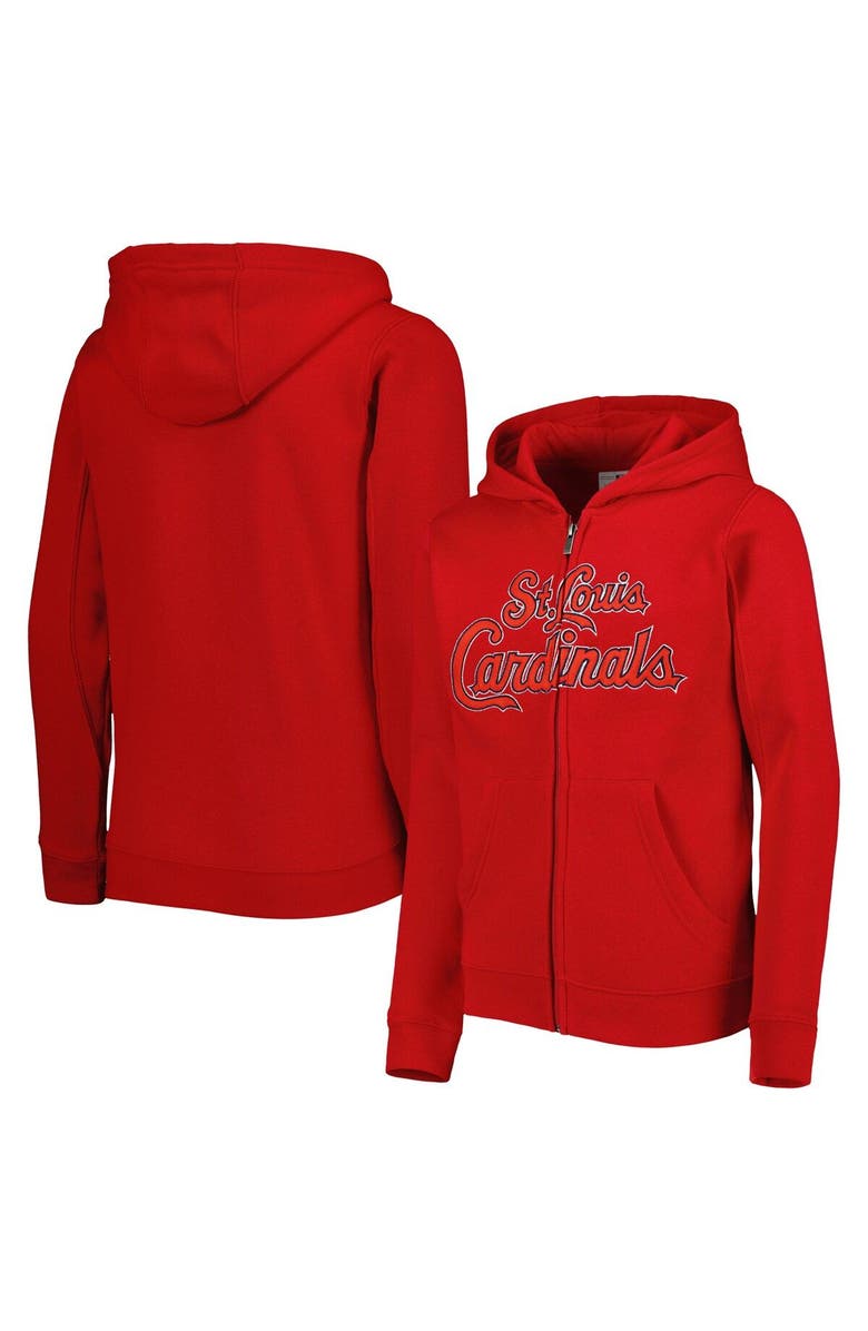 Outerstuff Youth Red St. Louis Cardinals Wordmark Full-Zip Fleece Hoodie, Main, color, Red