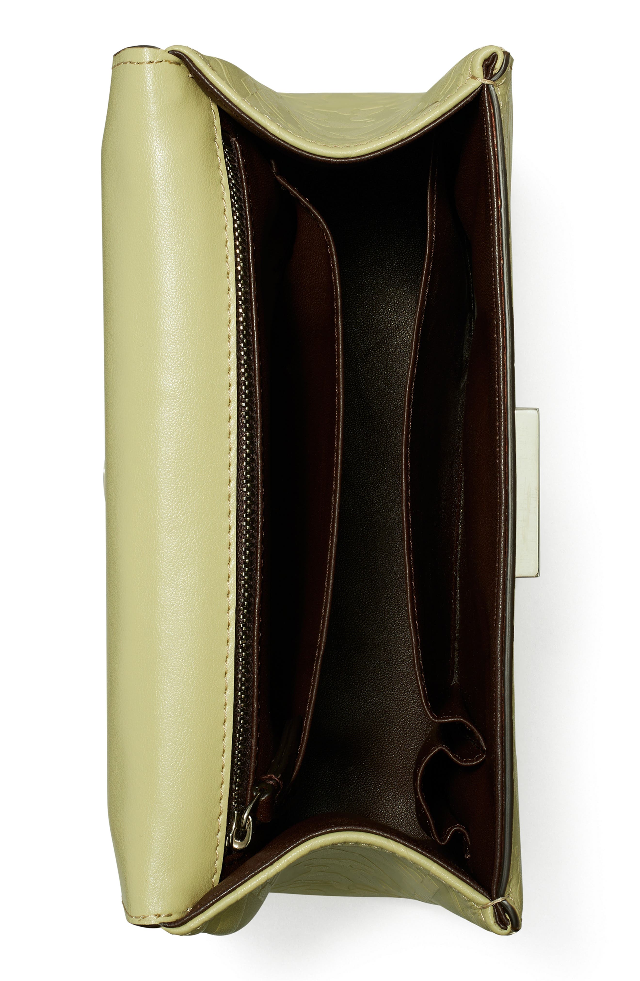 Tory Burch Small Deville Embossed Leather Top Handle Bag, Alternate, color, 