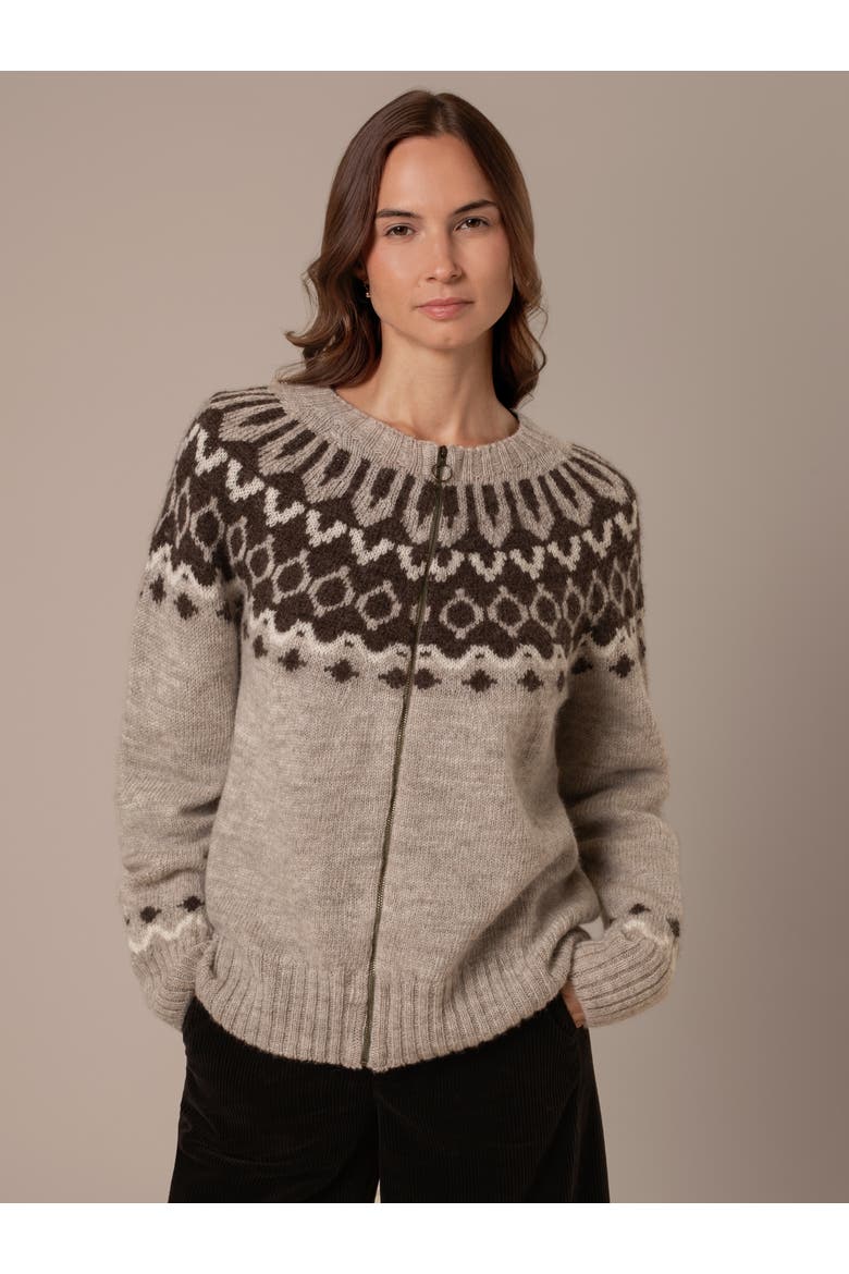 Brit Wool Chevron Yoke Cardi, Main, color, Oatmeal