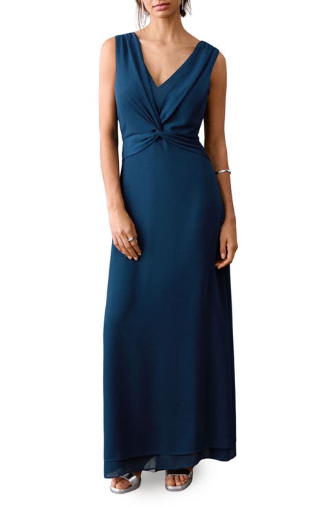 Twist Front Sleeveless Maxi Dress