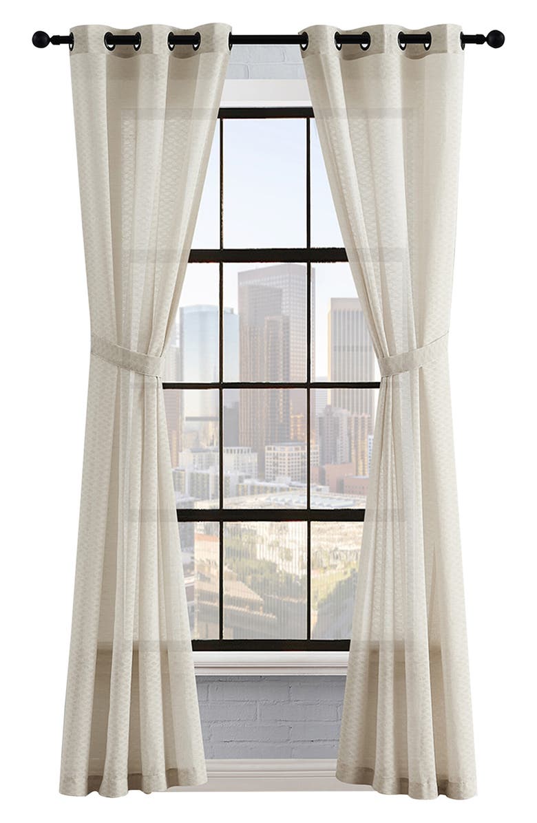 Lucky Brand Larkin Woven Light Blocking Insulated Set of 2 Curtain Panels, Main, color, Linen Beige
