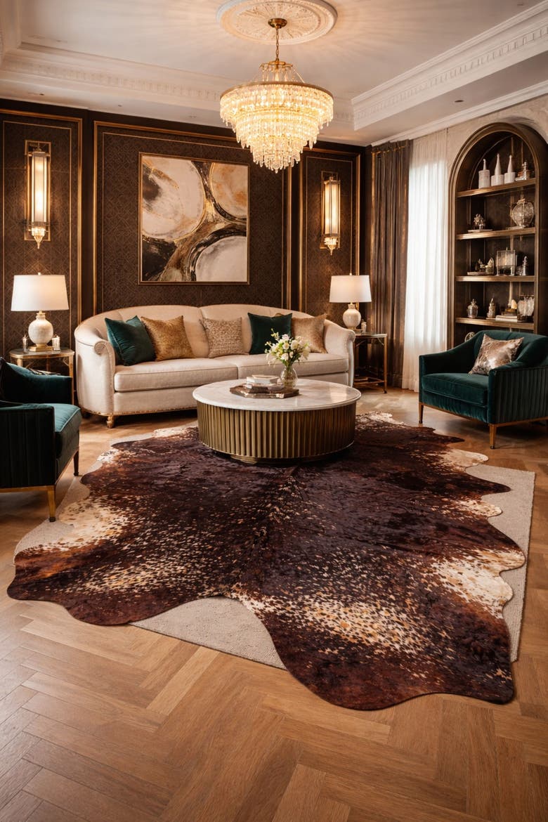 Eco Hides Heritage Tricolor Cowhide Rug  8'5" × 6'10", Alternate, color, Black/Brown/White