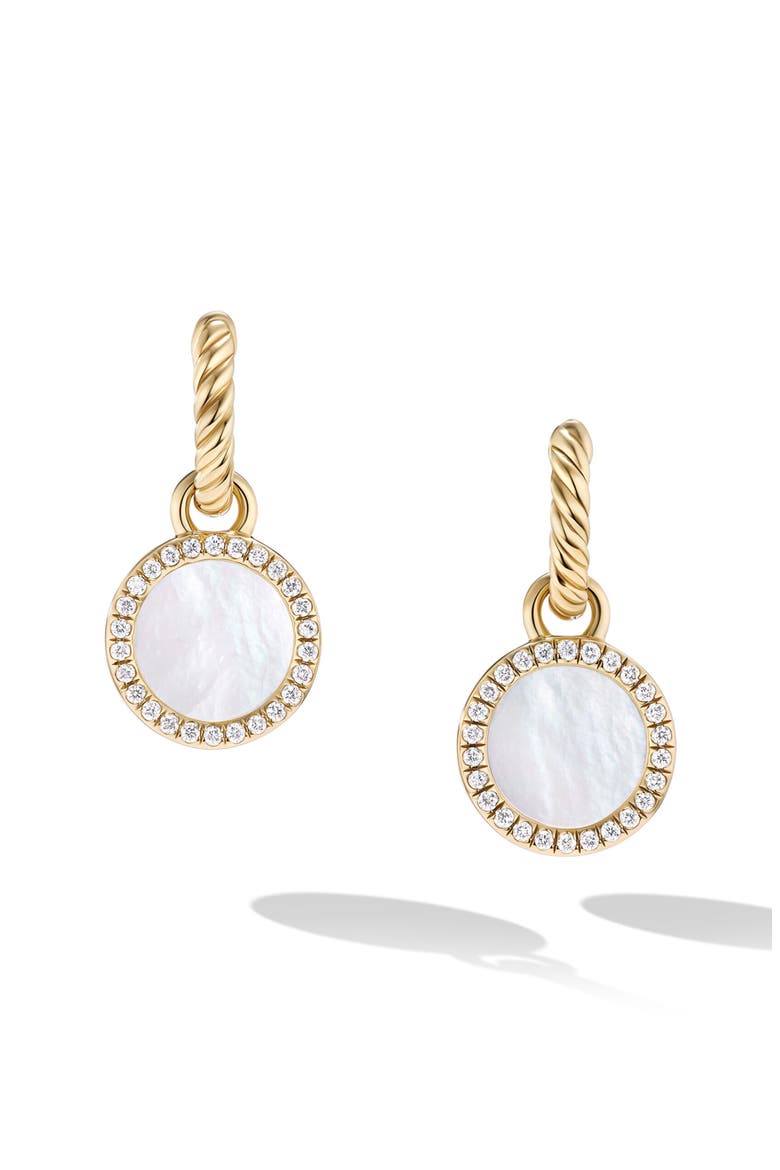 Petite DY Elements® Drop Earrings in 18K Yellow Gold with Mother-of-Pearl and Pavé Diamonds, Main, color, 18K YELLOW GOLD