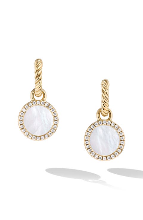 Petite DY Elements® Drop Earrings in 18K Yellow Gold with Mother-of-Pearl and Pavé Diamonds