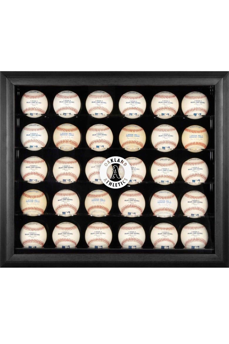 Oakland Athletics Logo Black Framed 30-Ball Display Case, Main, color, Black