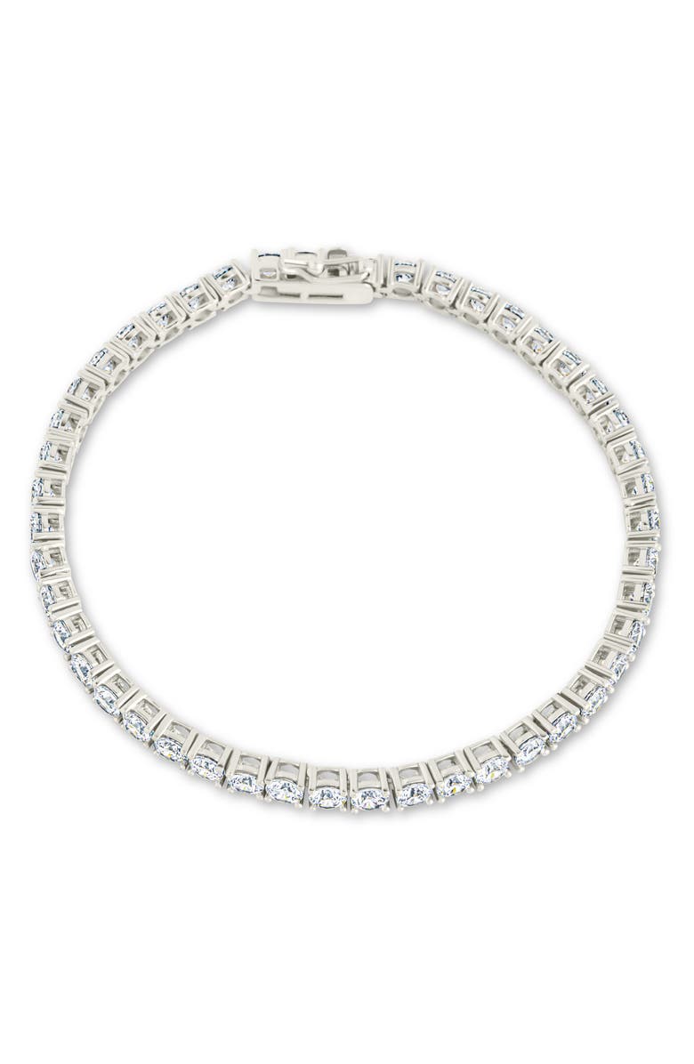 Sterling Forever Jadon Cubic Zirconia Tennis Bracelet, Main, color, Silver