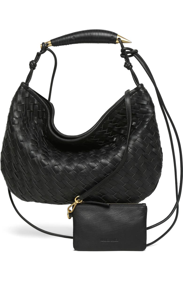 Walter Baker Hazel Woven Hobo Bag, Alternate, color, Black