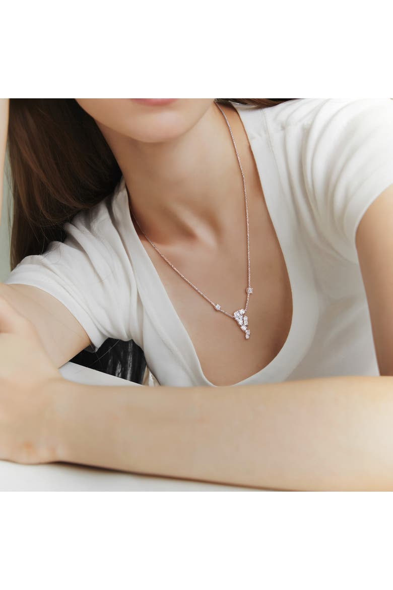 Lab-Grown Diamond Cluster Drop Necklace 14K, Alternate, color, White Gold
