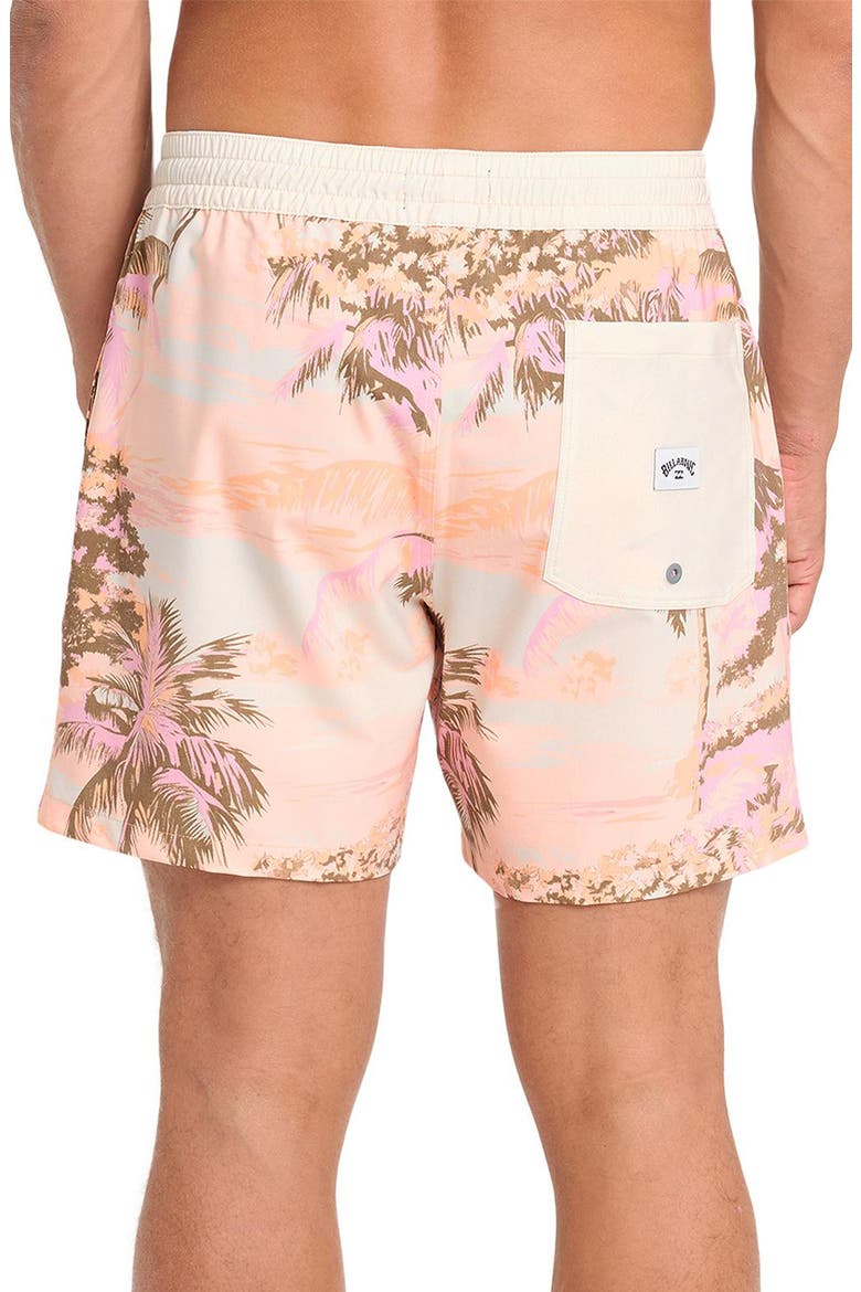Good Times Palm Tree Swim Trunks, Alternate, color, PALE PEACH