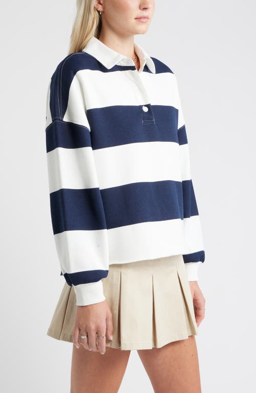 Bp. Stripe Cotton Blend Rugby Shirt In Black