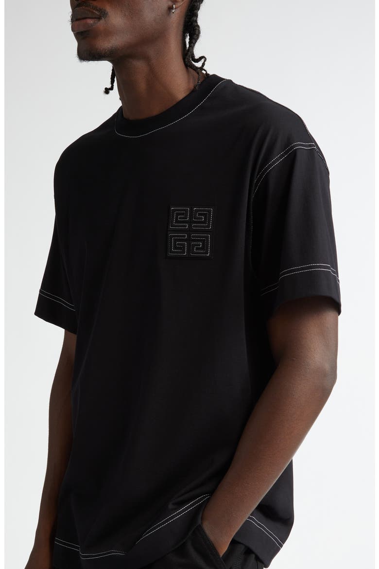 Boxy Fit 4G Embroidered T-Shirt, Alternate, color, BLACK/ WHITE