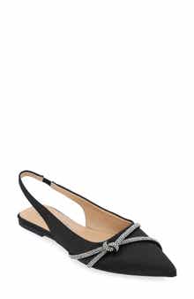 Journee Collection Rebbel Pavé Crystal Knot Slingback Flat