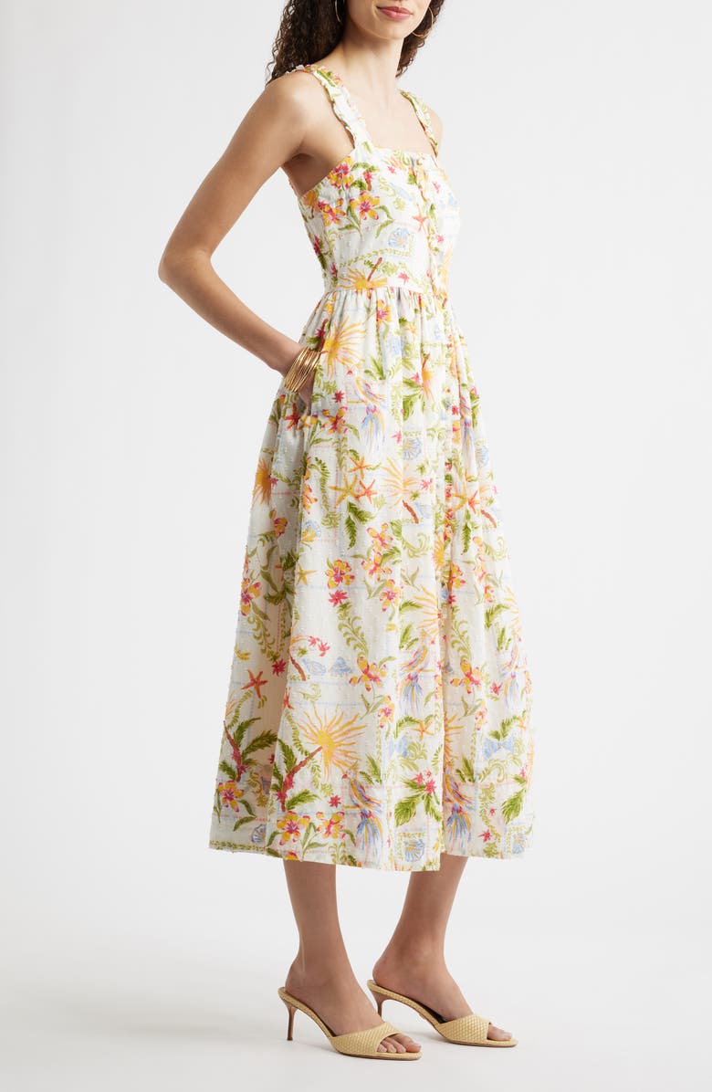 Chelsea28 Embroidered Print Sleeveless Midi Dress, Alternate, color, Ivory- Red Vida Solpatch