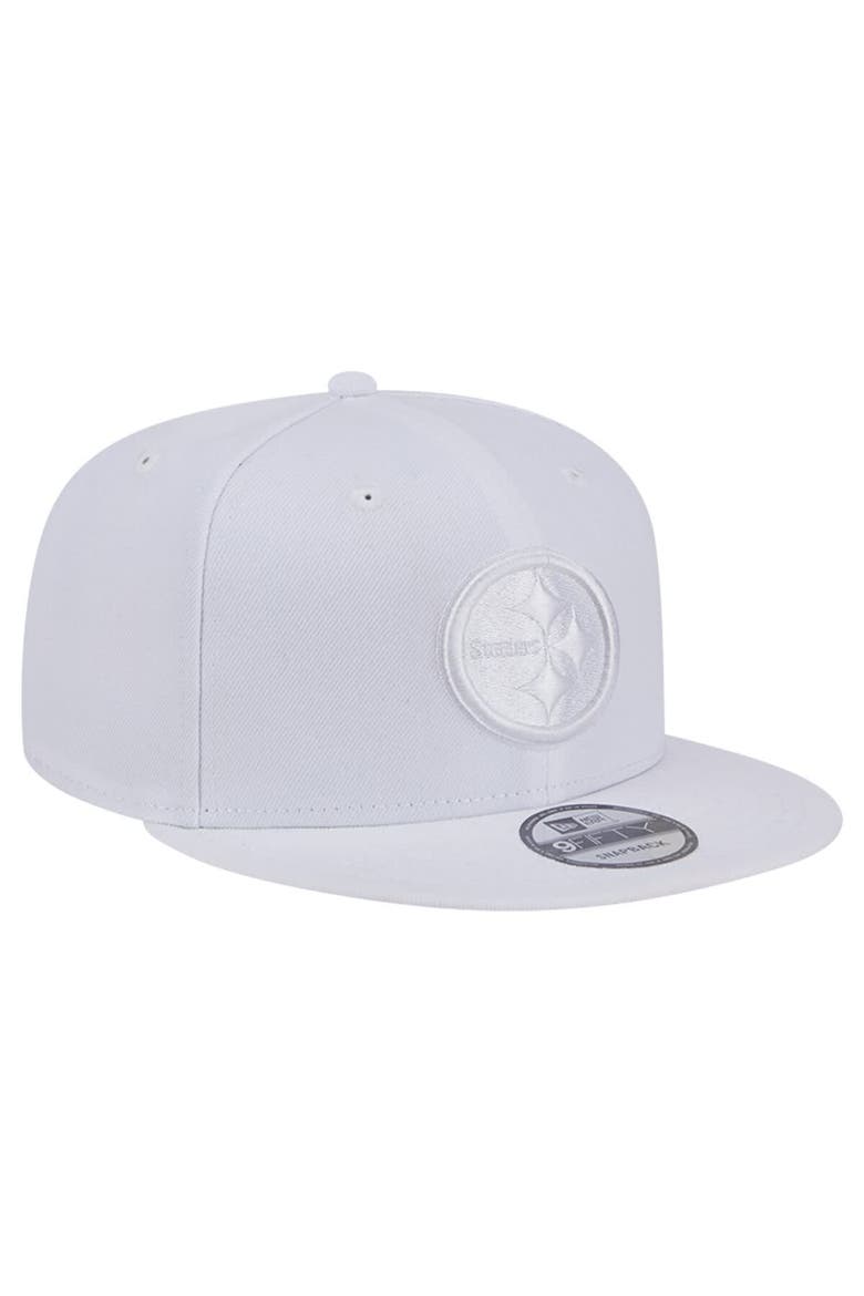 Men's New Era Pittsburgh Steelers Main White on White 9FIFTY Snapback Hat, Alternate, color, White